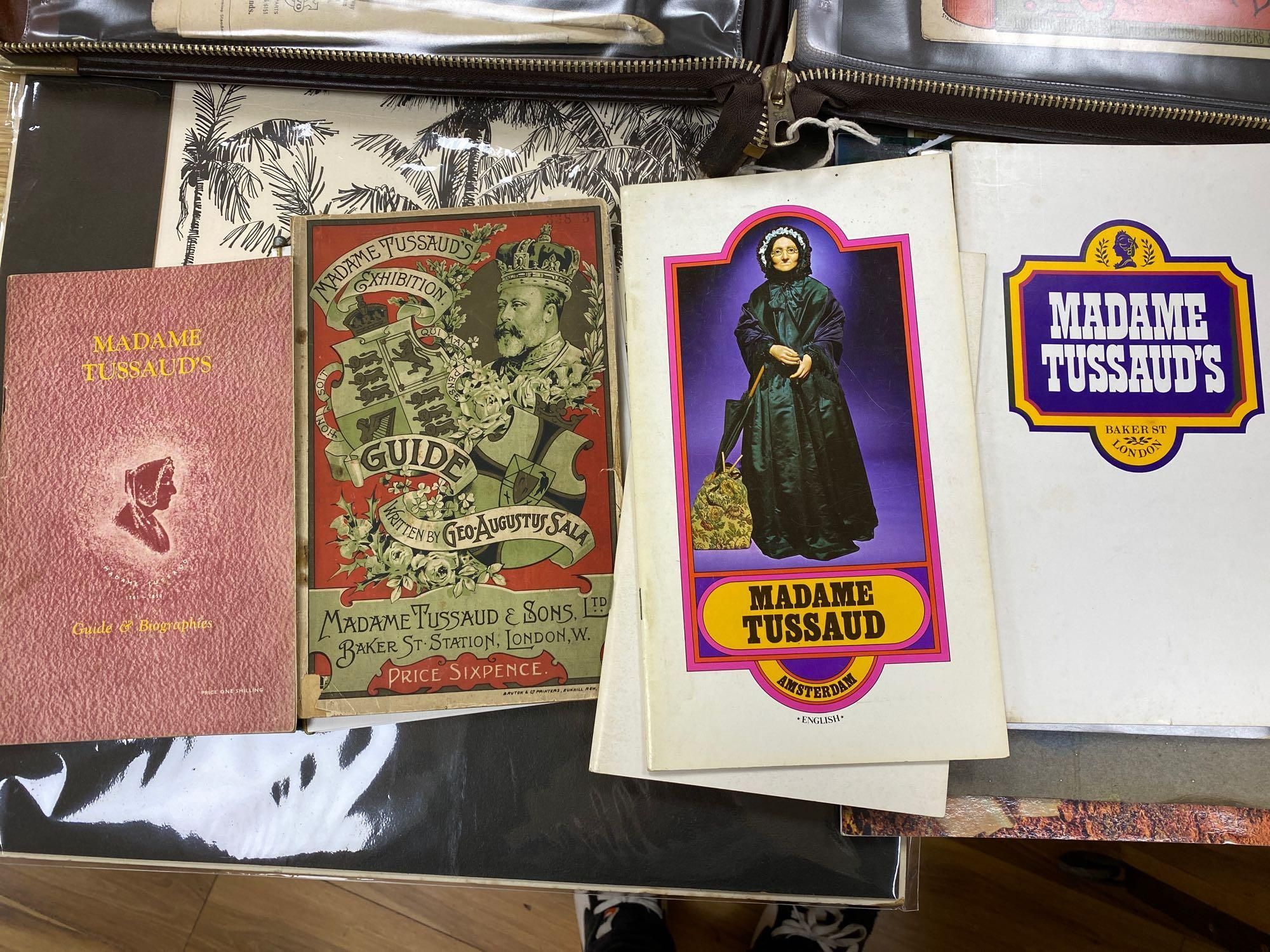 A collection of printed ephemera, including a folio of Victorian decorative sheet music covers,